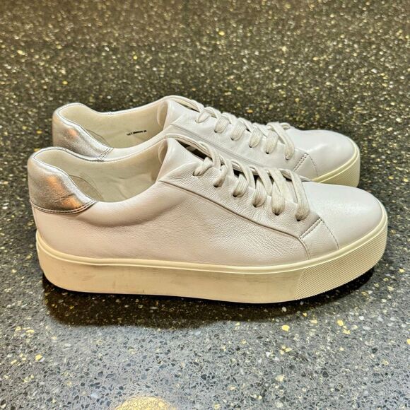 Vince Platform Leather Lace-Up Sneakers. White. 7.5 - Picture 5 of 9
